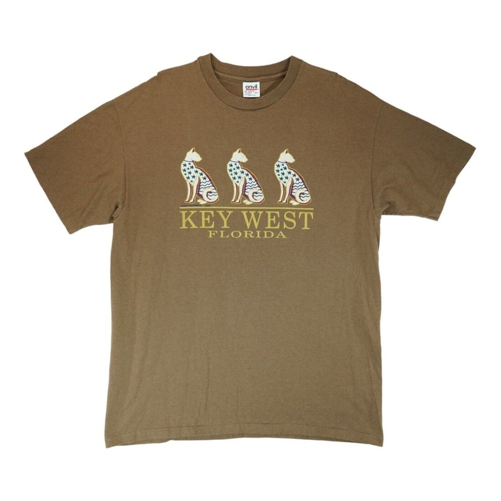 Vintage‎ Anvil Pre-Shrunk T-Shirt Key West, Florida XL Made In USA ~ Brown